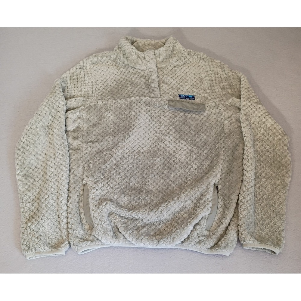 Simply Southern Womens Fuzzy Furry Soft Sherpa Pullover Gray Size Large